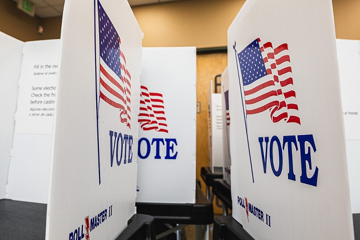 An early voting site at the Seffner-Mango Branch Library in Seffner, Florida on Aug. 2, 2024.