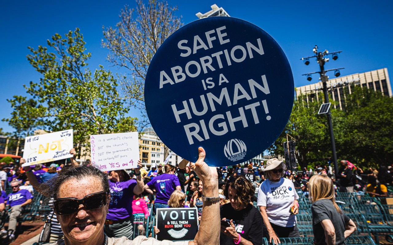 Pro-choice activists in Orlando, Florida on April 13, 2024.