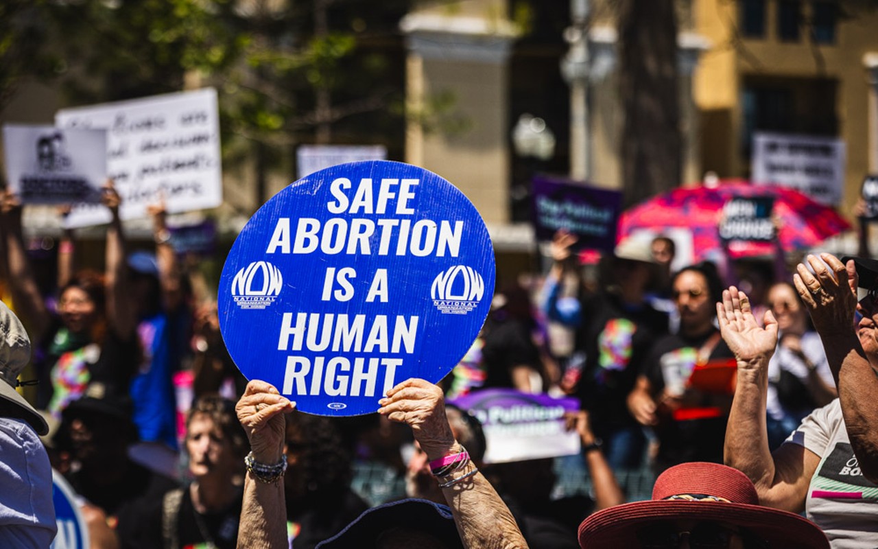 Pro-choice activists in Orlando, Florida on April 13, 2024.