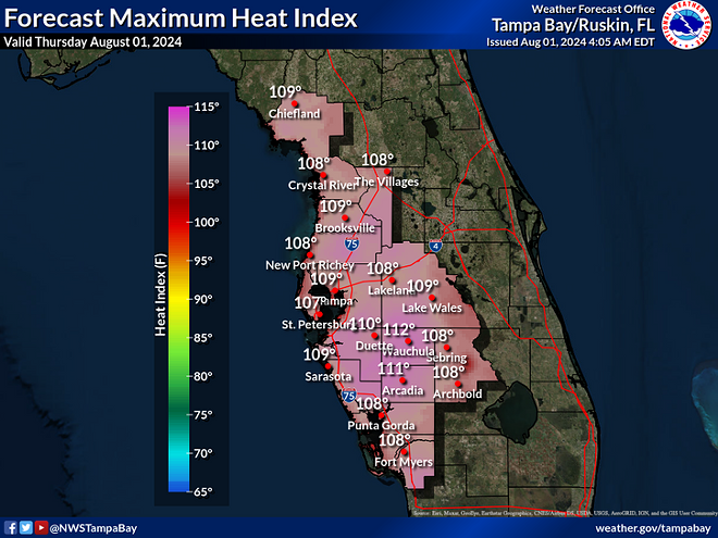 Heat advisory issued by National Weather Service on Aug. 1, 2024, via NWS