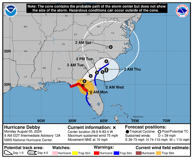 Hurricane Debby makes landfall in Florida's Big Bend area, while flooding and road closures impact Tampa Bay (2)