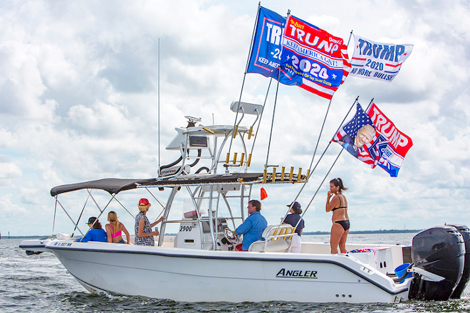 A boat takes part in a mini-Trumptilla on June 14, 2020. - Kimberly DeFalco